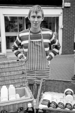 Yoghurt trader at Lewes Farmer's Market 6th August 2011